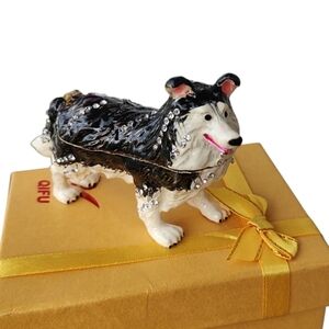 Border Collie Dog Chachki Trinket Box